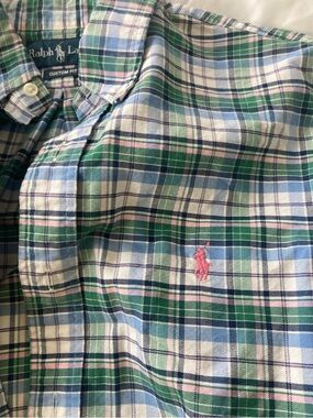 Ralph Lauren Green, Blue & Pink Plaid Button-Down Shirt
